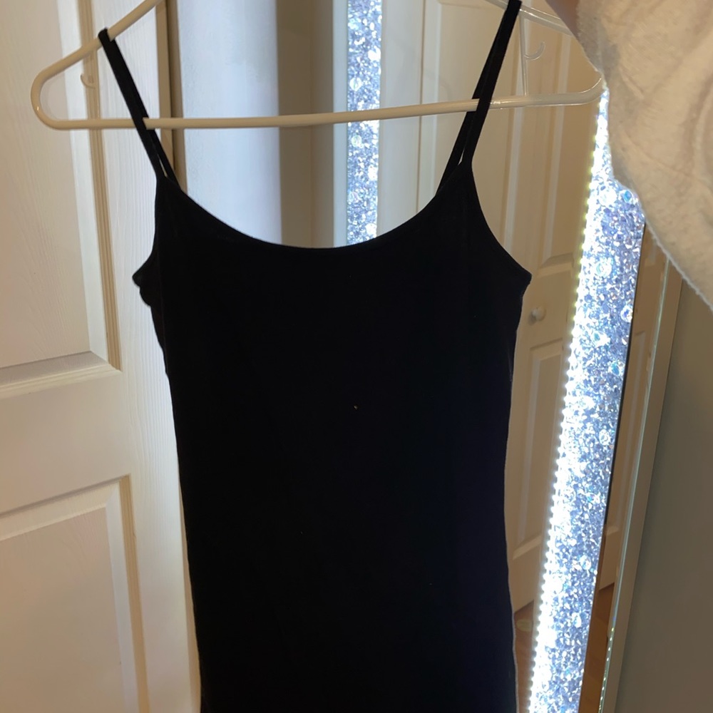 Tight black spaghetti strapped dress